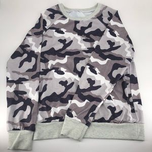 Camo Print Crew Neck Sweater